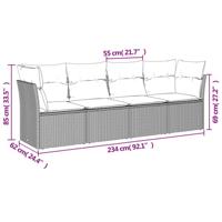 4-delige Loungeset met kussens poly rattan beige - thumbnail