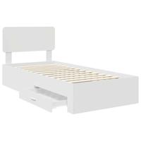 Bedframe met hoofdeinde met lade Wit 90 x 190 cm Bewerkt hout - thumbnail