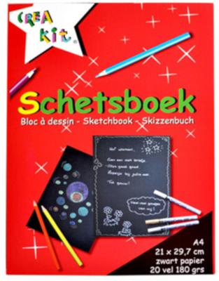 Creakit Schetsboek A4 20 vellen 180 gram zwart Crea