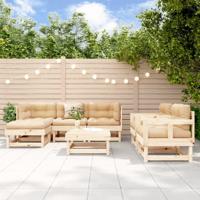 7-delige Loungeset met kussens massief teak - thumbnail