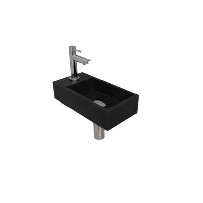 INK - Fonteinpack Quartz Links incl. Fonteinkraan - Design Sifon - Design Plug en Montageset - 360x180x90 Mm - Quartz Zwart/chroom