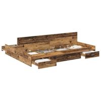 Opbergbedframe met lade Oud hout 140 x 200 cm Bewerkt hout - thumbnail