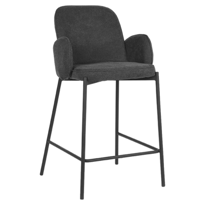 LABEL51 Barkruk 'Jari' Weave, kleur Antraciet (zithoogte 65cm)