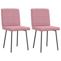 Eetkamerstoelen 2 st fluweel roze - thumbnail