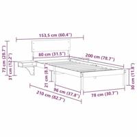 Bedframe met nachttafels met hoofdeinde Wasbruin 80 x 200 cm - thumbnail