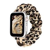 Elastisch scrunchie nylon bandje - Panterprint - Geschikt voor Apple Watch 38mm / 40mm / 41mm / 42mm - thumbnail