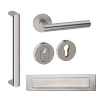 Hardbrass Voordeurset rond met greep Moskou SKG3 met kerntrekbeveiliging - RVS - thumbnail