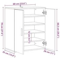Schoenenkast 60x35x70 cm bewerkt hout artisanaal eikenkleur - thumbnail