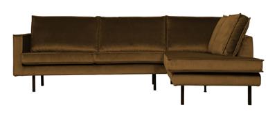 WOOOD Hoekbank 'Rodeo' Rechts, Velvet, kleur Honing Geel