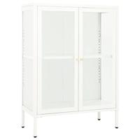 VidaXL Dressoir 75x35x105 cm staal en glas wit - thumbnail