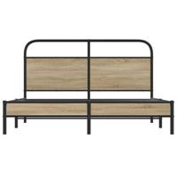 Bedframe zonder matras bewerkt hout gerookt eiken 150x200 cm - thumbnail