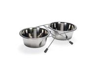 Standaard met 2 rvs 16 cm hondenvoerbakken - thumbnail