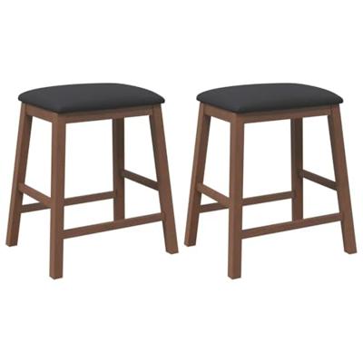Barstoelen met kussens 2 st massief hout rubber bruin