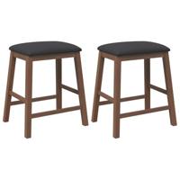 Barstoelen met kussens 2 st massief hout rubber bruin - thumbnail