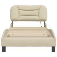 Bedframe met LED zonder matras 90x200 cm stof crèmekleurig - thumbnail