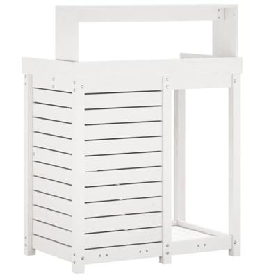 Oppottafel met schappen 82,5x50x109,5 cm massief grenenhout wit - thumbnail