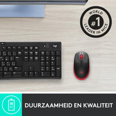 Logitech M190 Zwart/Rood Draadloze Muis