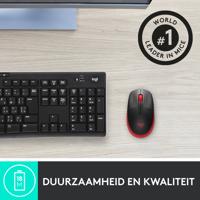 Logitech M190 Zwart/Rood Draadloze Muis - thumbnail