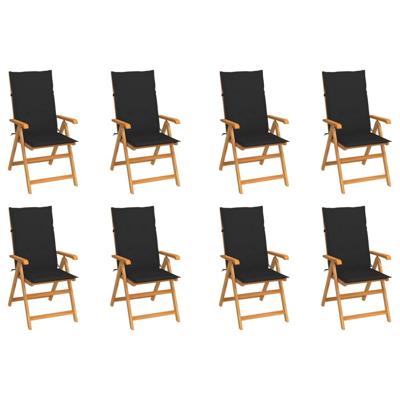 Tuinstoelen 8 st verstelbaar met kussens massief teakhout