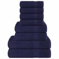 VidaXL 8-delige handdoekenset frogn 360 g/m² marineblauw - thumbnail