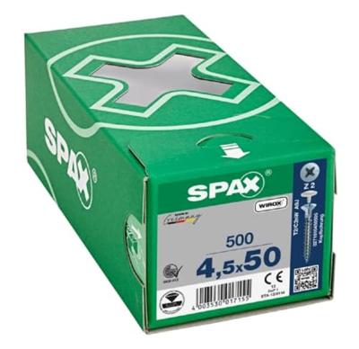 Spax spaanplaatschroef vz pk 4.5x50mm pz2 met kopboring Spax spaanplaatschroef vz pk 4.5x50mm pz2 met kopboring
