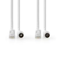 Nedis CSGL4500WT50 Coax- En Cat6-combikabel Iec (coax) Male / Rj45 Male Iec (coax) Female / Rj45 Male Vernikkeld Rg58 75 Ohm Dubbel Afgeschermd 5.00 M Rond Pvc Wit Label - thumbnail