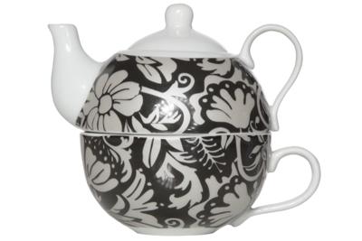 Cosy & Trendy Tea For One Theepot Black Leaves Cosy & Trendy Tea For One Theepot Black Leaves