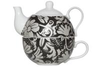 Cosy & Trendy Tea For One Theepot Black Leaves - thumbnail