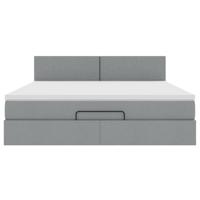 Bed poef met matras en LED's 180x200 cm stof lichtgrijs - thumbnail