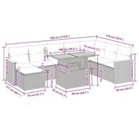 9-delige Loungeset met kussens poly rattan acacia grijs - thumbnail