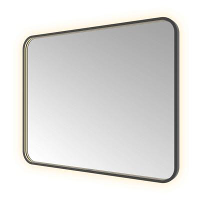 Spiegel Hotbath &MORE 80x100 cm LED-Verlichting Spiegelverwarming Rechthoek Afgerond Geborsteld Zwart PVD