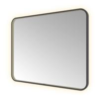 Spiegel Hotbath &MORE 80x100 cm LED-Verlichting Spiegelverwarming Rechthoek Afgerond Geborsteld Zwart PVD - thumbnail