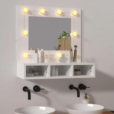 Spiegelkast met LED-verlichting 60x31,5x62 cm hoogglans wit