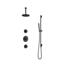 Hotbath Cobber IBS20BL inbouwdouche met 15cm plafondbuis en glijstang zwart mat - thumbnail