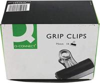 Q-CONNECT bulldogclip, zwart, 75 mm, doos van 10 stuks - thumbnail