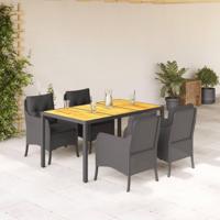 5-delige Tuinset met kussens poly rattan zwart - thumbnail