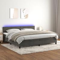 Boxspring met matras en LED fluweel donkergrijs 200x200 cm - thumbnail