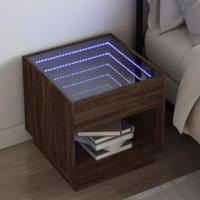 Nachtkastje met Infinity LED 50x50x50 cm bruin eikenkleurig - thumbnail