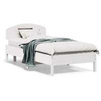 Bedframe zonder matras massief grenenhout wit 75x190 cm - thumbnail