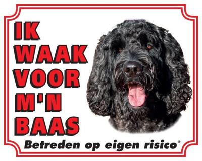 Labradoodle Waakbord - Ik waak voor mijn baas Zwart