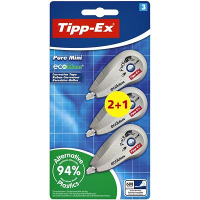 Correctietape Tipp-Ex mini pure ecolutions 5mmx6m blister 2+1 gratis