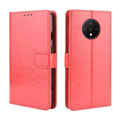 Voor OnePlus 7T retro Crazy Horse textuur horizontale Flip lederen draagtas met houder & kaartsleuven & fotolijstjes (rood) Voor OnePlus 7T retro Crazy Horse textuur horizontale Flip lederen draagtas met houder & kaartsleuven & fotolijstjes (rood)