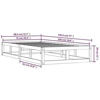 Bedframe massief hout 75x190 cm 2FT6 Small Single Bedframe massief hout 75x190 cm 2FT6 Small Single