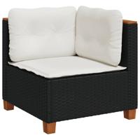 7-delige Loungeset met kussens poly rattan zwart - thumbnail