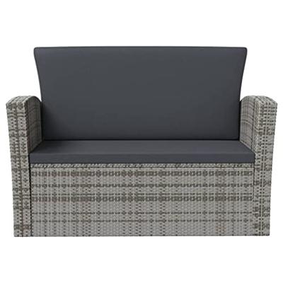 8-delige Loungeset met kussens poly rattan grijs