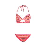 Lascana push-up bikini met all over print roze/oranje/geel - thumbnail