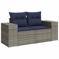 6-delige Loungeset met kussens poly rattan grijs - thumbnail
