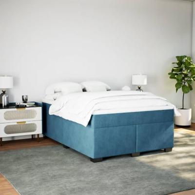 Boxspring met matras fluweel donkerblauw 160x200 cm