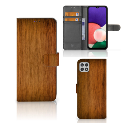 Samsung Galaxy A22 5G | Book Style Case | Donker Hout