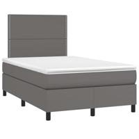 Boxspring met matras kunstleer grijs 120x190 cm - thumbnail